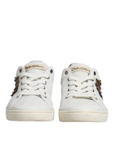 Dolce & Gabbana White Silver Sacred Heart Men Sneakers Shoes